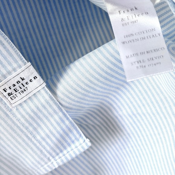 Frank and Eileen Silvio Top Womens Small Untuckable Button Up Blue Stripe Pocket - Picture 5 of 14